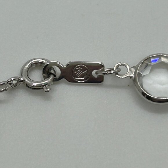 Swarovski Crystal Bezel Bracelet, Clear Silver-Tone Spring Ring Clasp Vintage - Picture 2 of 16